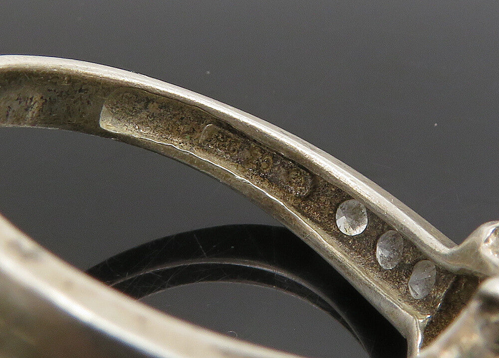 925 Sterling Silver Vintage Cubic Zirconia Ribbon Band Ring Sz 10 RG23342