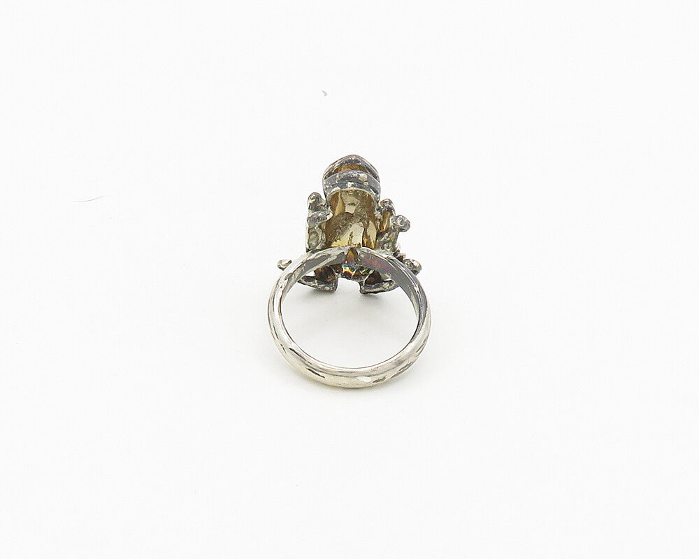 925 Sterling Silver Vintage Shiny Frog Motif Band Ring Sz 10 RG18471