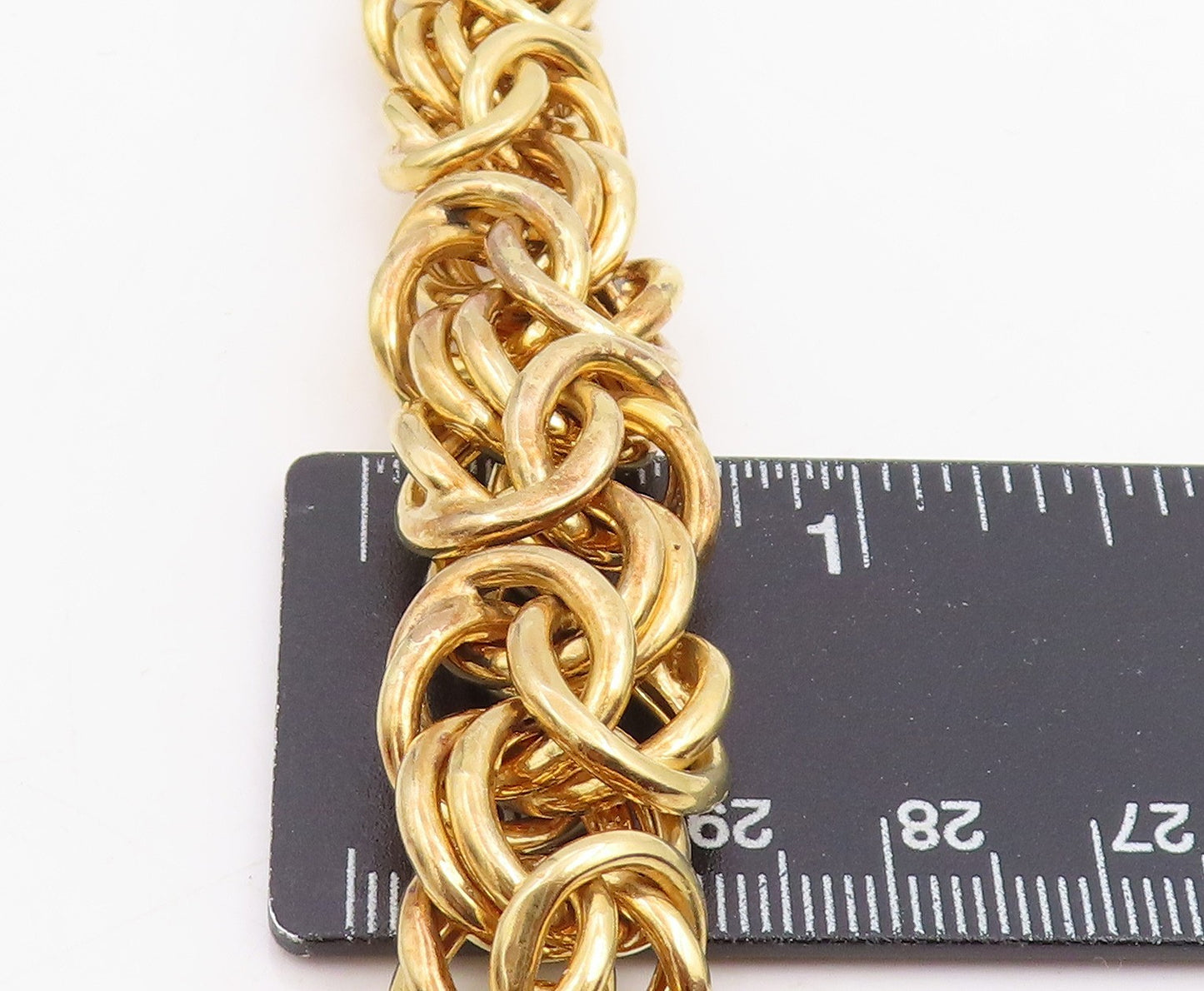 925 Sterling Silver Vintage Necklace Gold Plated Intricate Byzantine Link NE4766