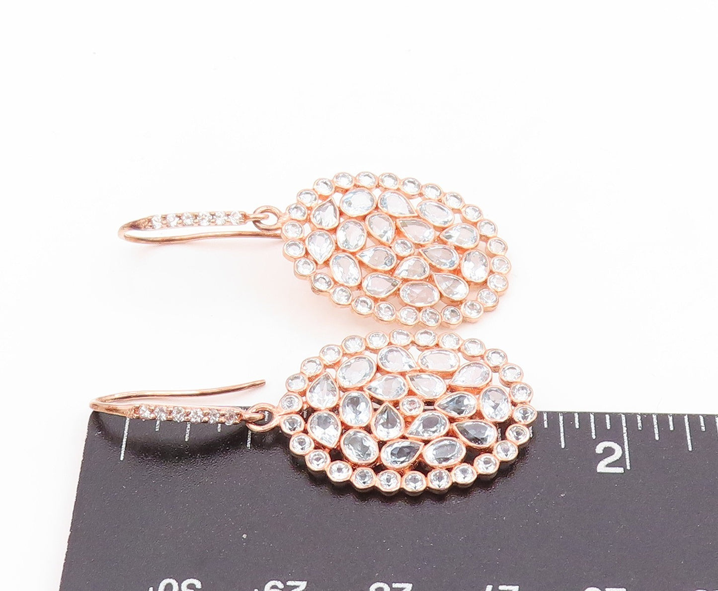 925 Sterling Silver Vintage Earrings Gold Plated Elegant Topaz Cluster EG14045