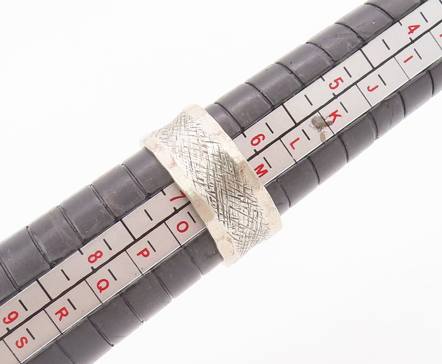 925 Sterling Silver Vintage Ring Minimalist Antique Carved Edge Sz 6.5 RG28091