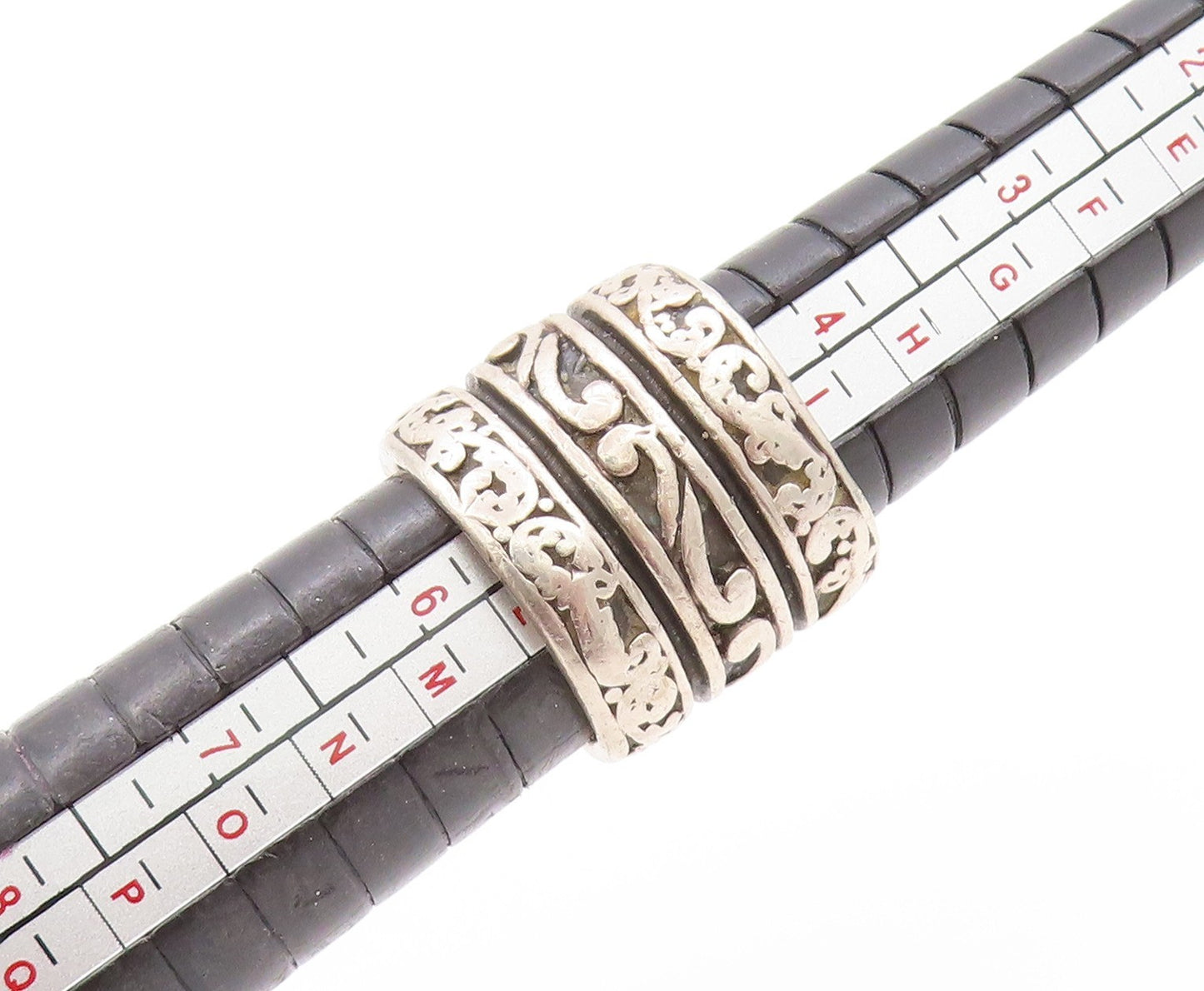 925 Sterling Silver Vintage Ring Large Swirly Design Carved Sz 5 RG32700