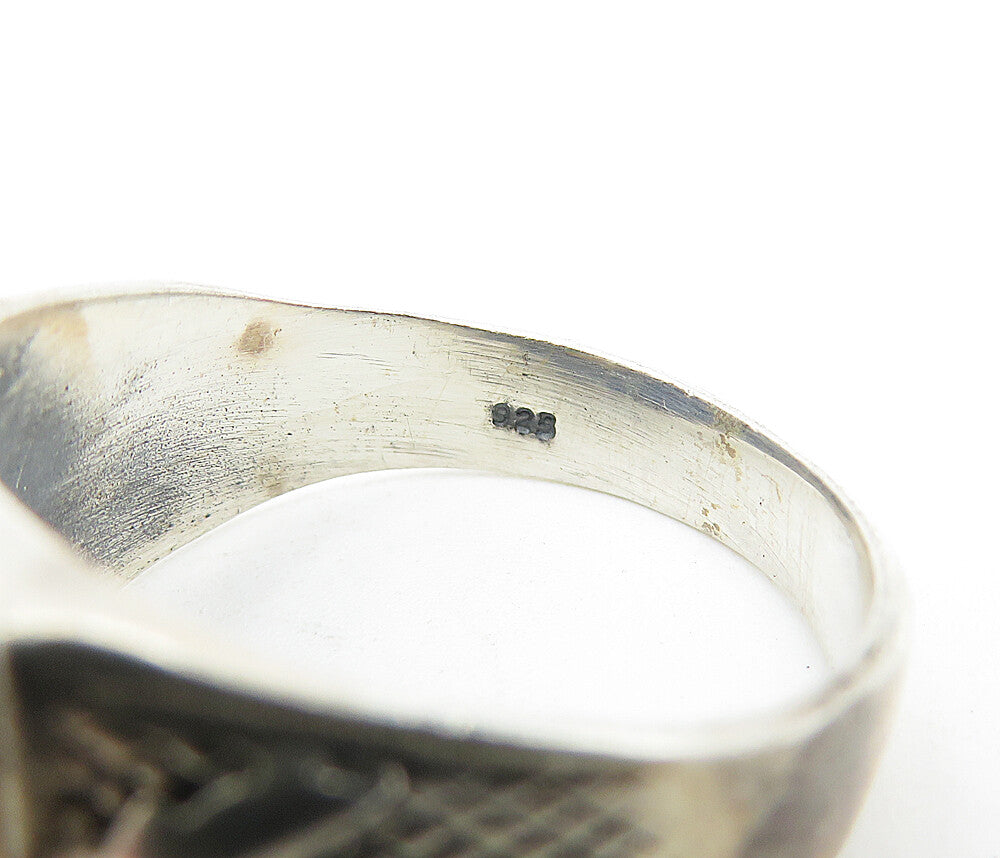 925 Sterling Silver Vintage Rutilated Quartz Leaf Cocktail Ring Sz 9 RG4432