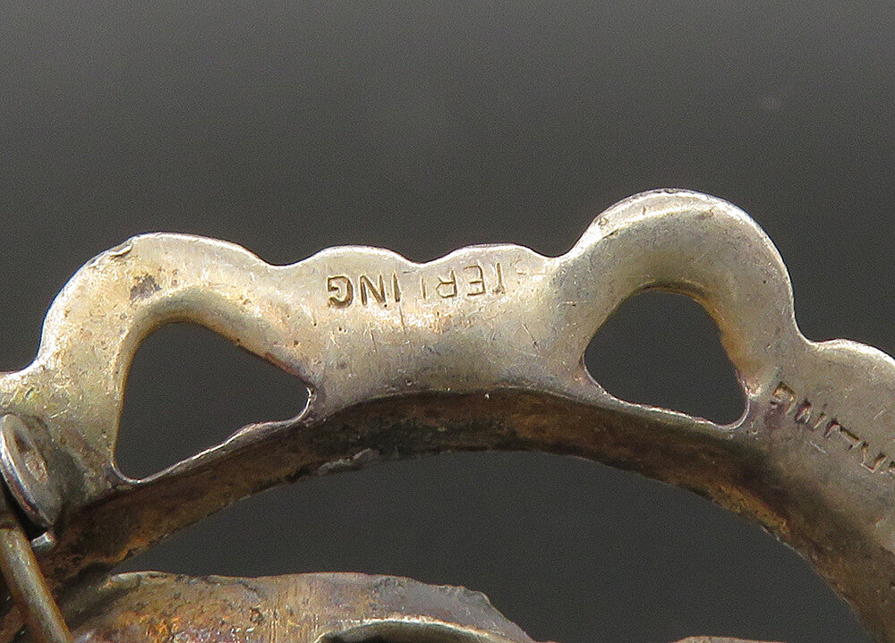 925 Sterling Silver Vintage Antique Heavy Woman's Face Brooch Pin BP8451