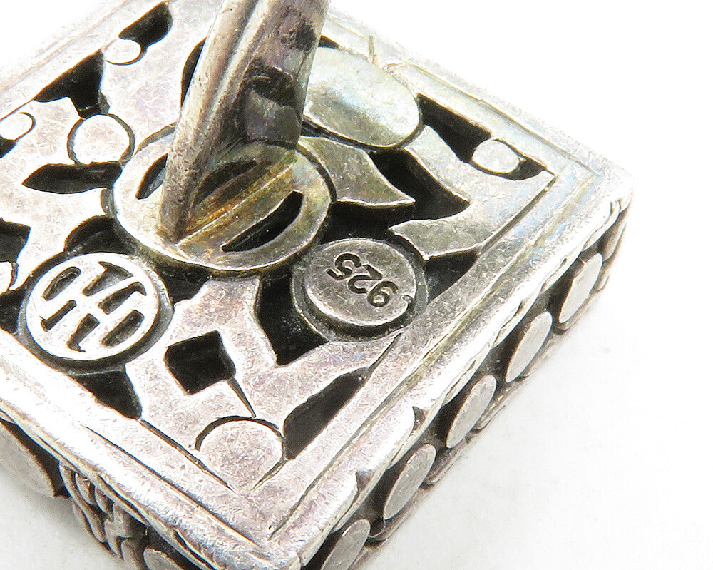 JOHN HARDY 925 Silver Vintage Shiny Circle Pattern Square Cufflinks TR1902