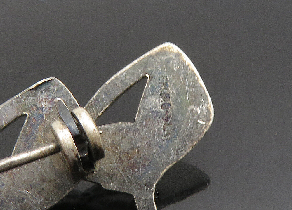 925 Sterling Silver Vintage Oxidized Horse's Heads Brooch Pin BP9081