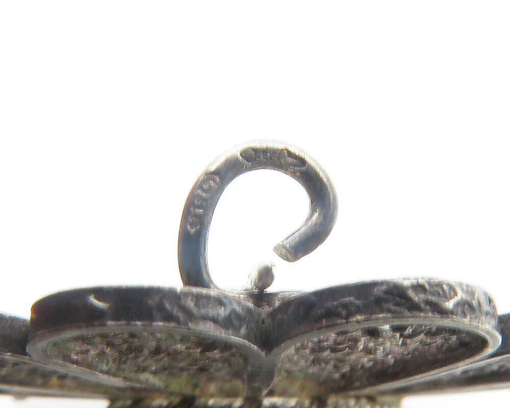925 Silver Vintage Antique Enamel Windmill Filigree Floral Brooch Pin BP4375
