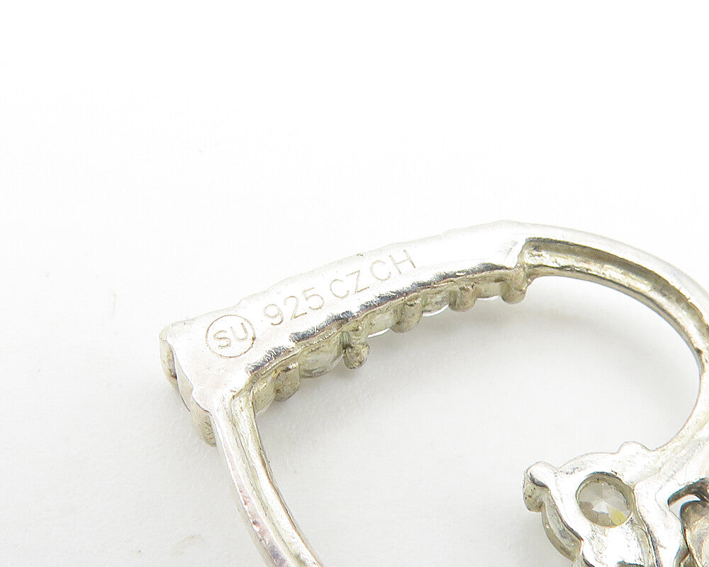925 Sterling Silver Vintage Petite Topaz Open Love Heart Pendant PT8629