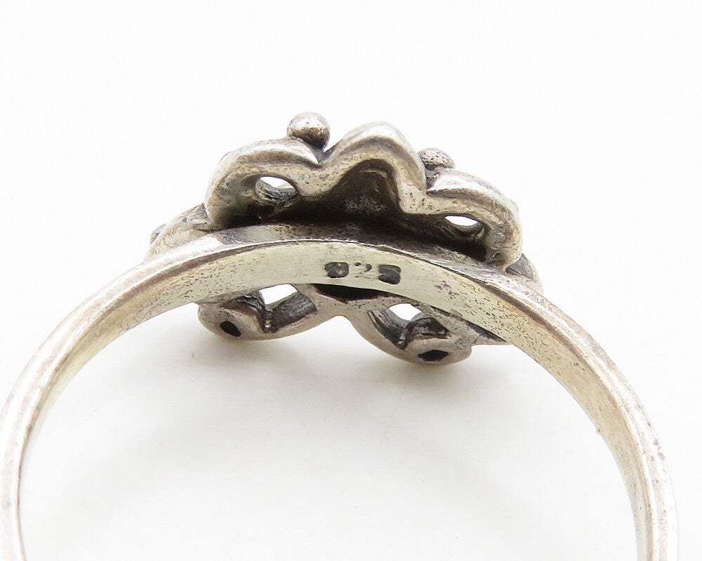 925 Sterling Silver Vintage Shiny Butterfly Motif Band Ring Sz 8 RG19356