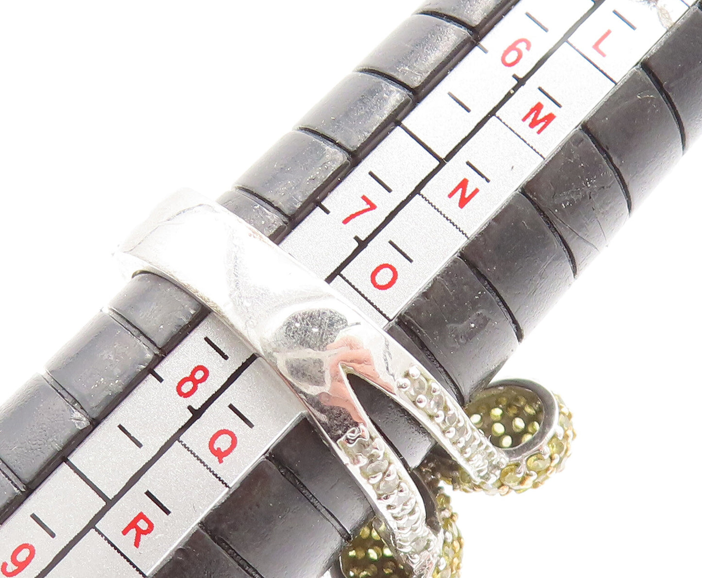925 Silver Vintage Yellow & White Topaz Butterfly Ring Sz 7.75 RG26141