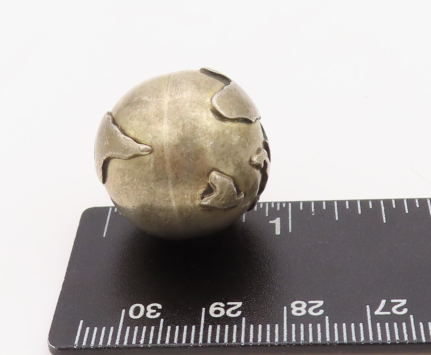 925 Sterling Silver Vintage Pendant Solid Carved Rattling Globe PT23566