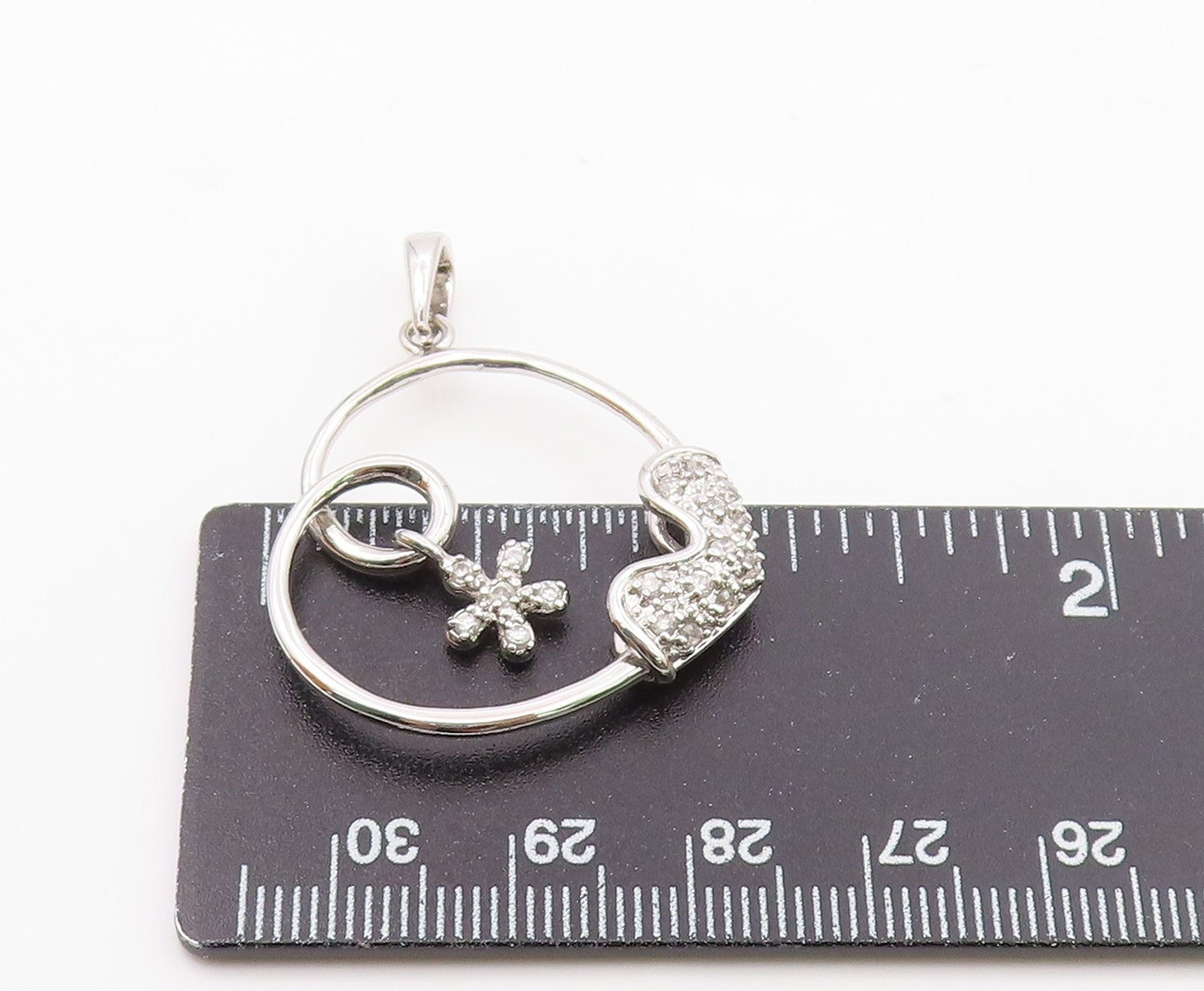 925 Silver Vintage Twisted Love Heart With Flower Charm Topaz Pendant PT20386