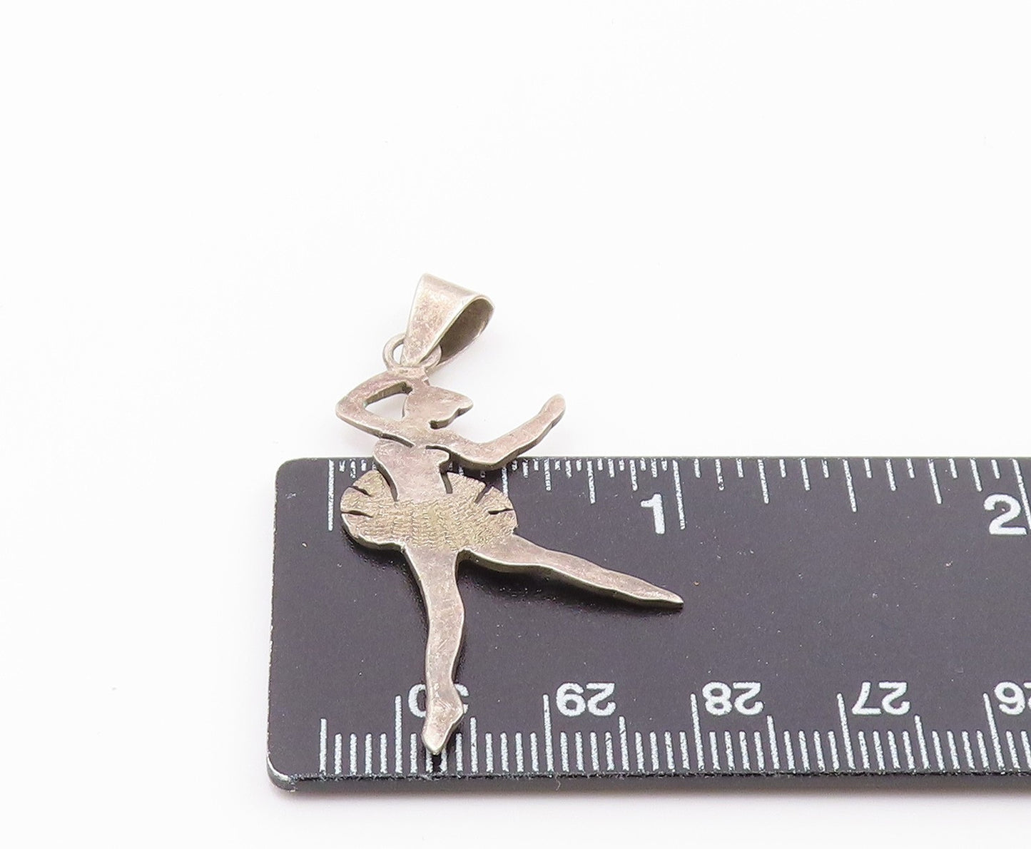 925 Sterling Silver Vintage Dark Tone Ballet Dancer Motif Pendant PT6392