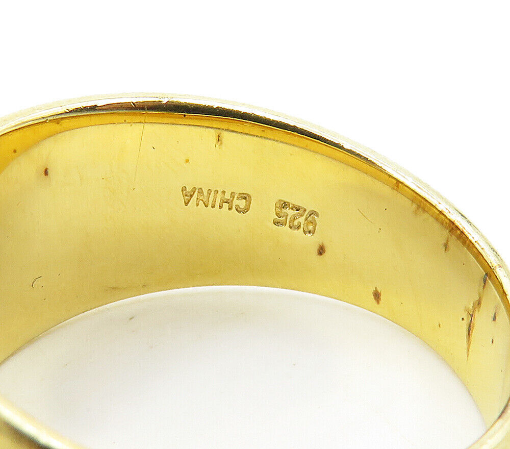 925 Sterling Silver Cubic Zirconia Gold Plated Solitaire Ring Sz 7 RG15612