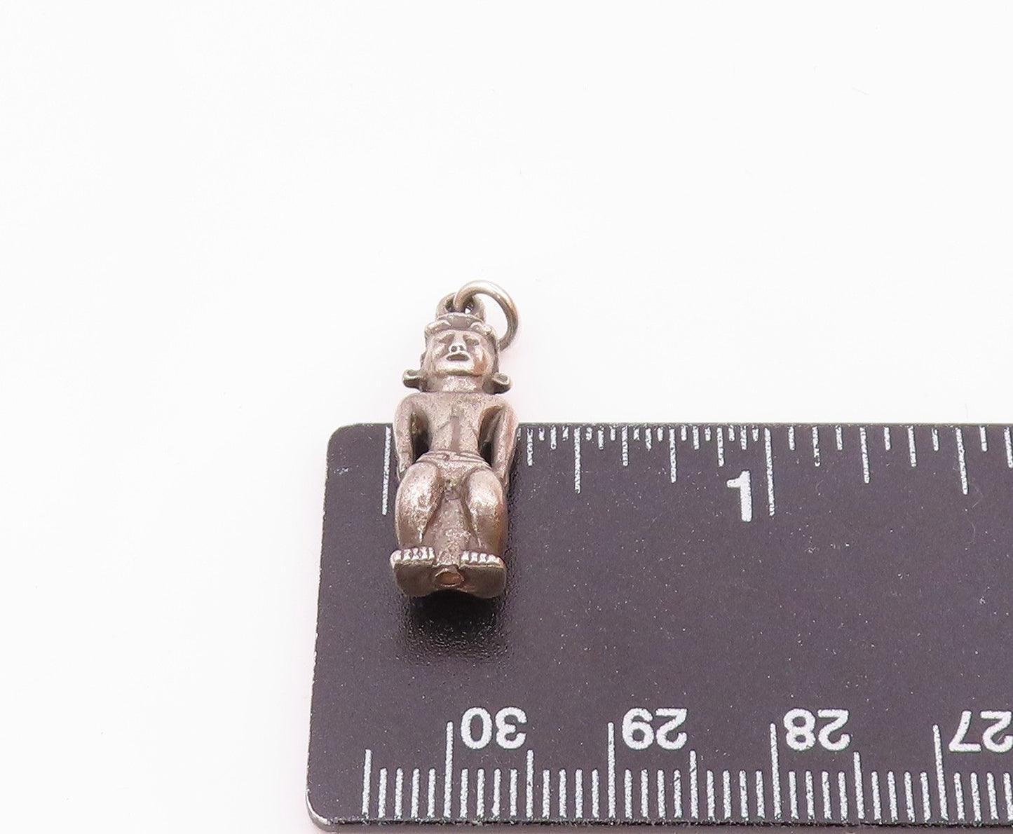 925 Sterling Silver Vintage Sitting Tribal Man Charm Pendant PT20277