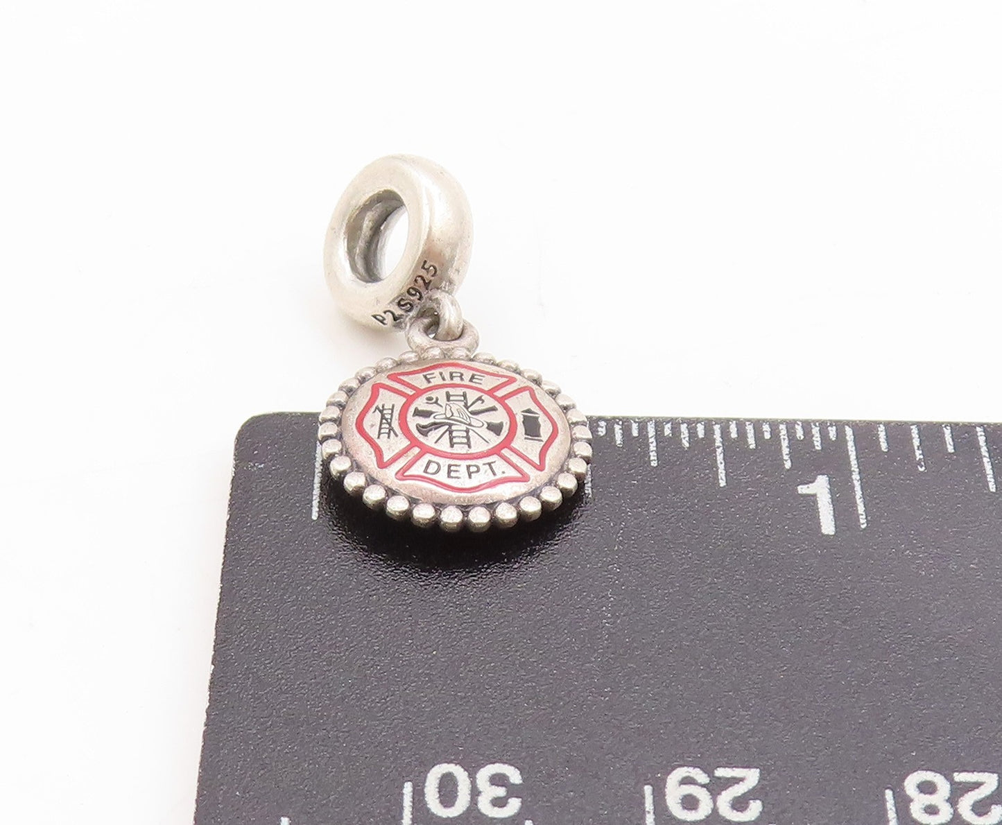 925 Sterling Silver Vintage Pendant PANDORA Firefighter Dangle Charm PT25100
