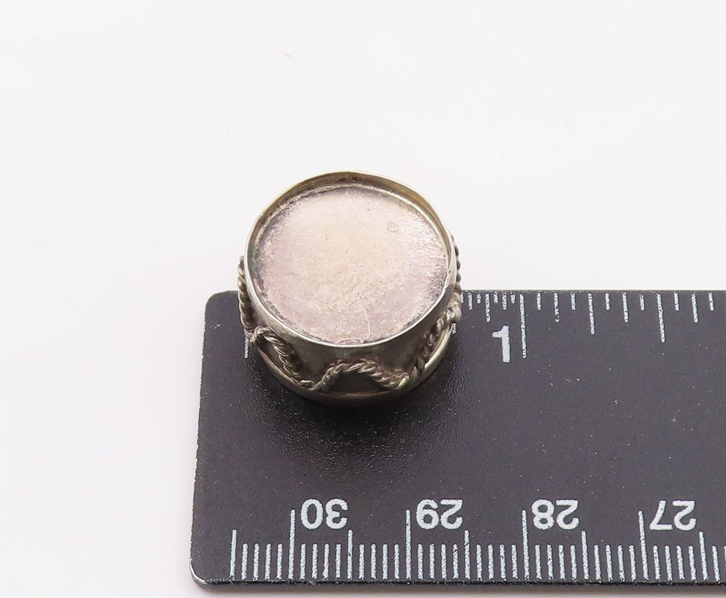 925 Sterling Silver Vintage Twisted Rope Marching Drum Pendant PT20202