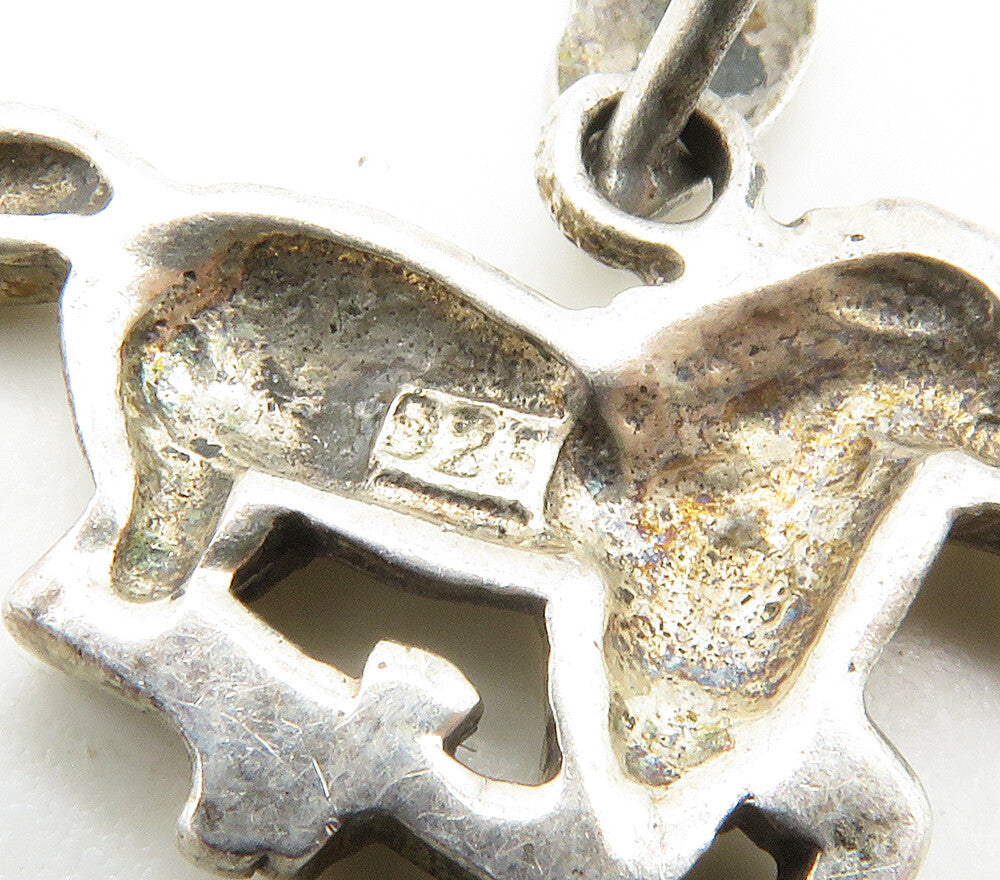 925 Sterling Silver Vintage Shiny Galloping Horse Motif Pendant PT13052