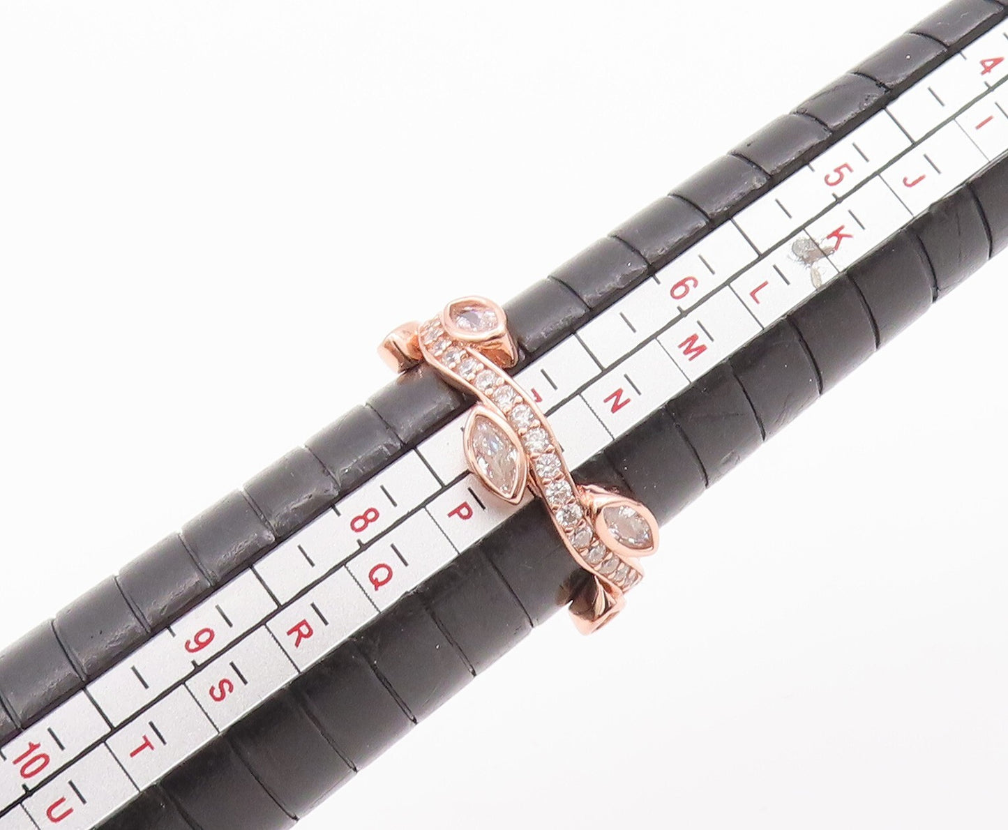 925 Sterling Silver Vintage Ring Rose Gold Plated Carved CZ Tiara Sz 7 RG29633