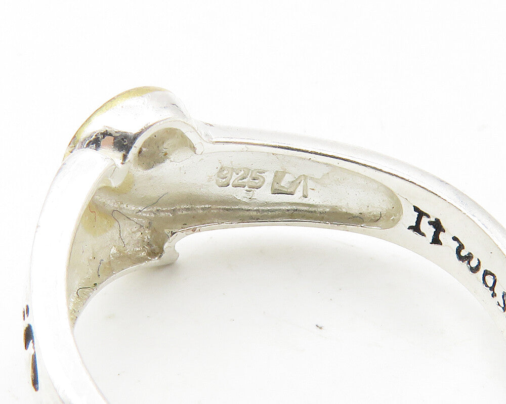 925 Sterling Silver Shiny Two Tone Swirl Footprints Band Ring Sz 7 RG11744