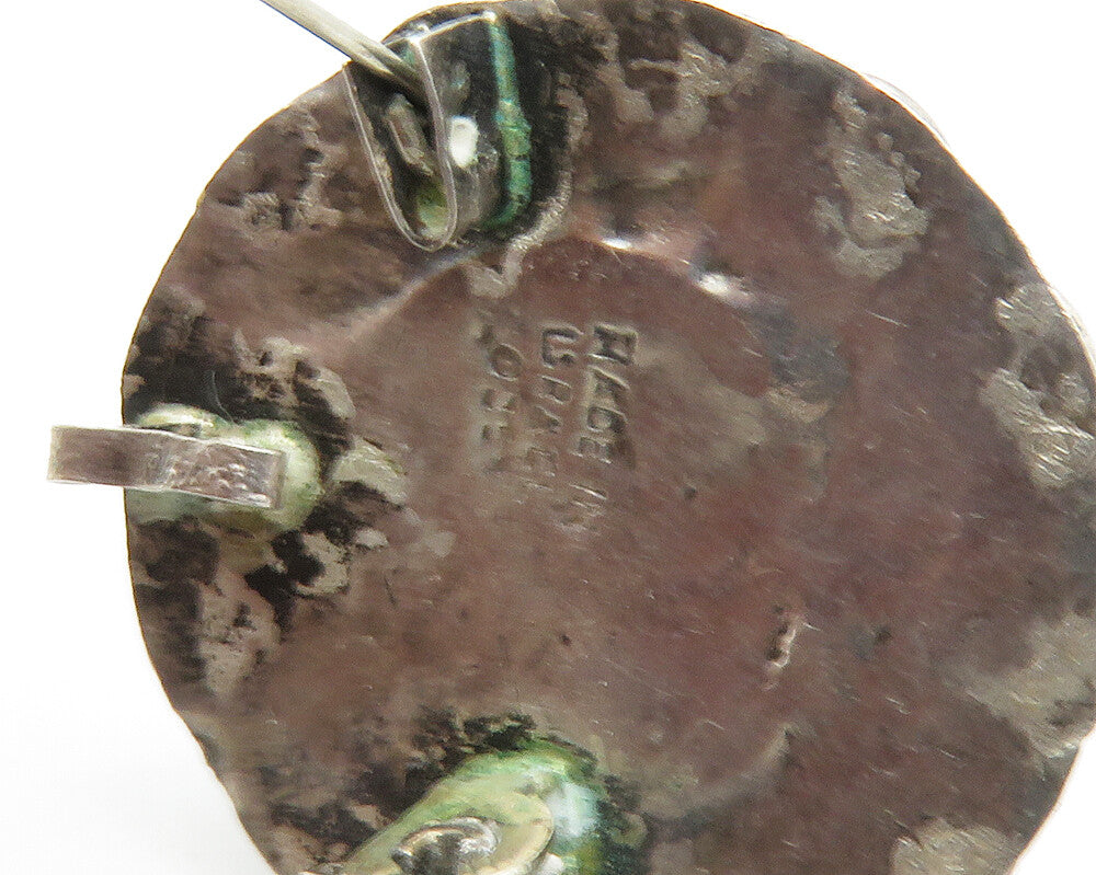 ISRAEL 925 Sterling Silver Vintage Petite Turquoise Floral Brooch Pin BP5277