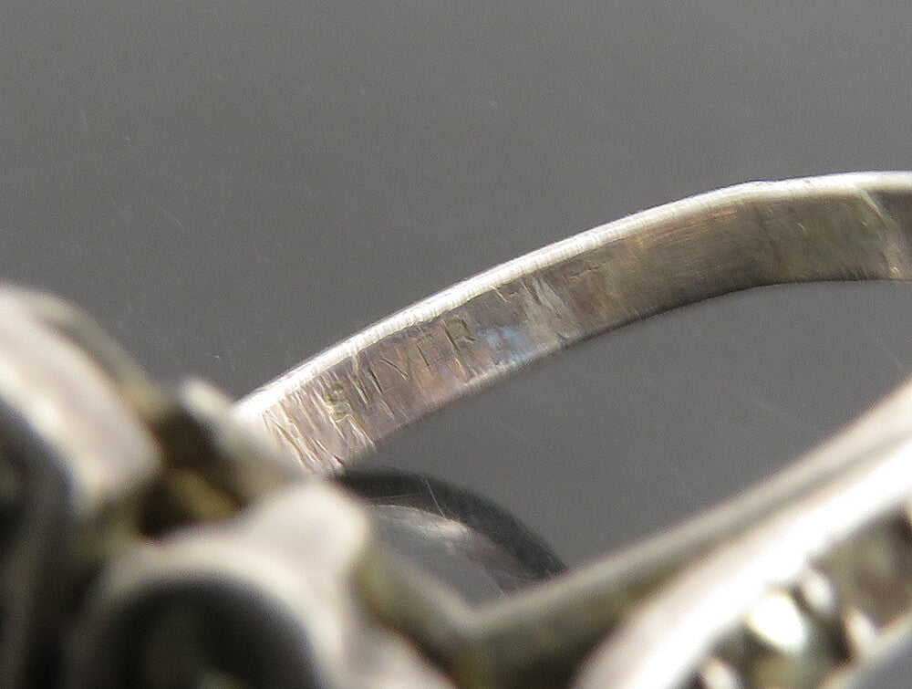 DELCITA 925 Silver Vintage Victorian Fire Opal Floral Band Ring Sz 6 RG23876