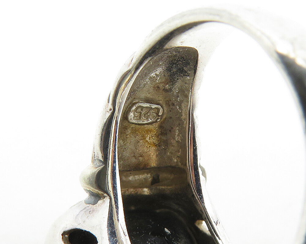 925 Sterling Silver Black Hematite Shiny Twist Cocktail Ring Sz 7 RG17310