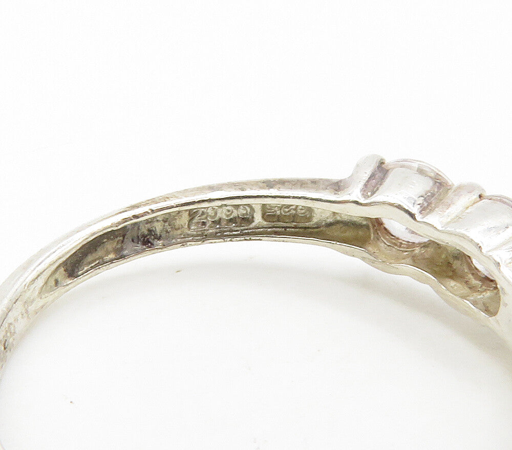 925 Sterling Silver Vintage Cubic Zirconia Solitaire Accent Ring Sz 8 RG16612
