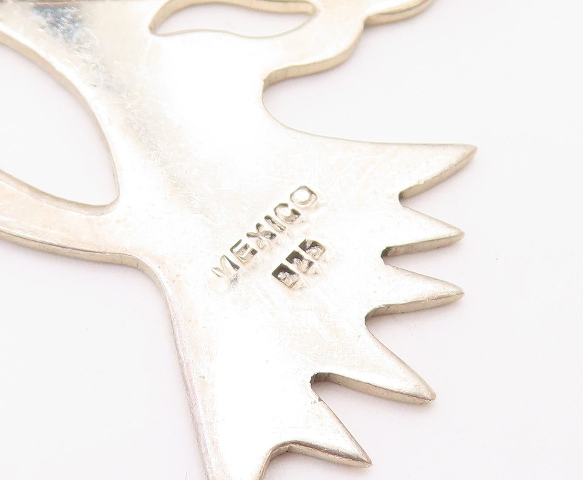 MEXICO 925 Sterling Silver Vintage Shiny Flying Bird Motif Brooch Pin BP4629