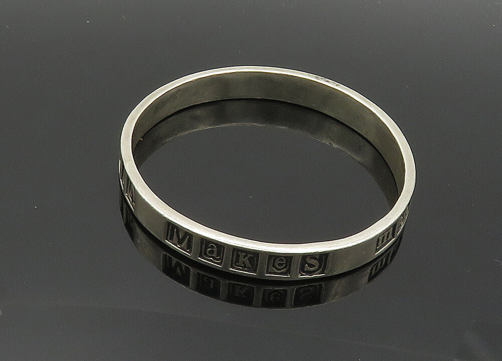 VASS LUDACER 925 Sterling Silver Vintage Latin Quote Rare Bangle Bracelet BT8146