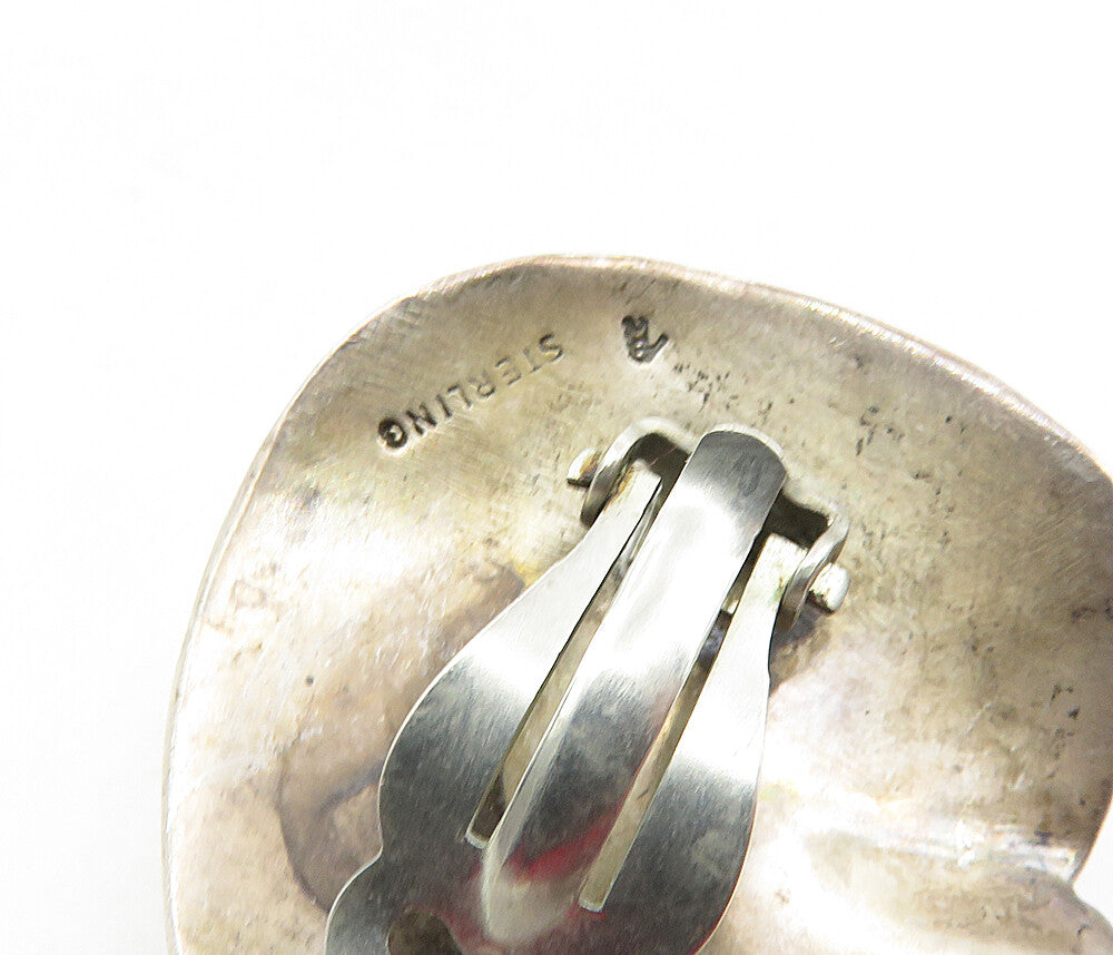 925 Sterling Silver Vintage Dark Tone Hollow Non Pierce Earrings EG4633