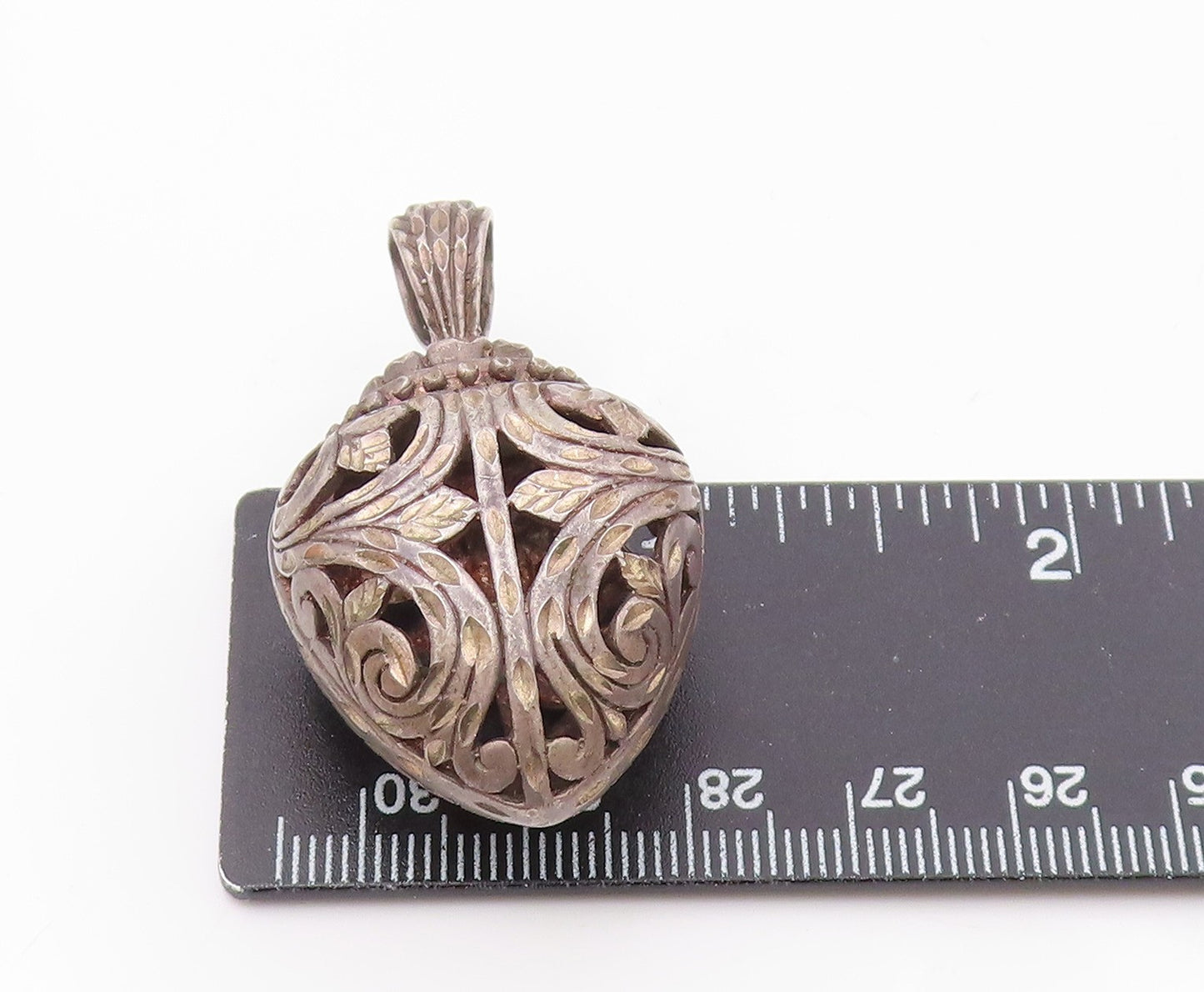 925 Sterling Silver Vintage Open Love Heart Vine Swirl Pendant PT20086