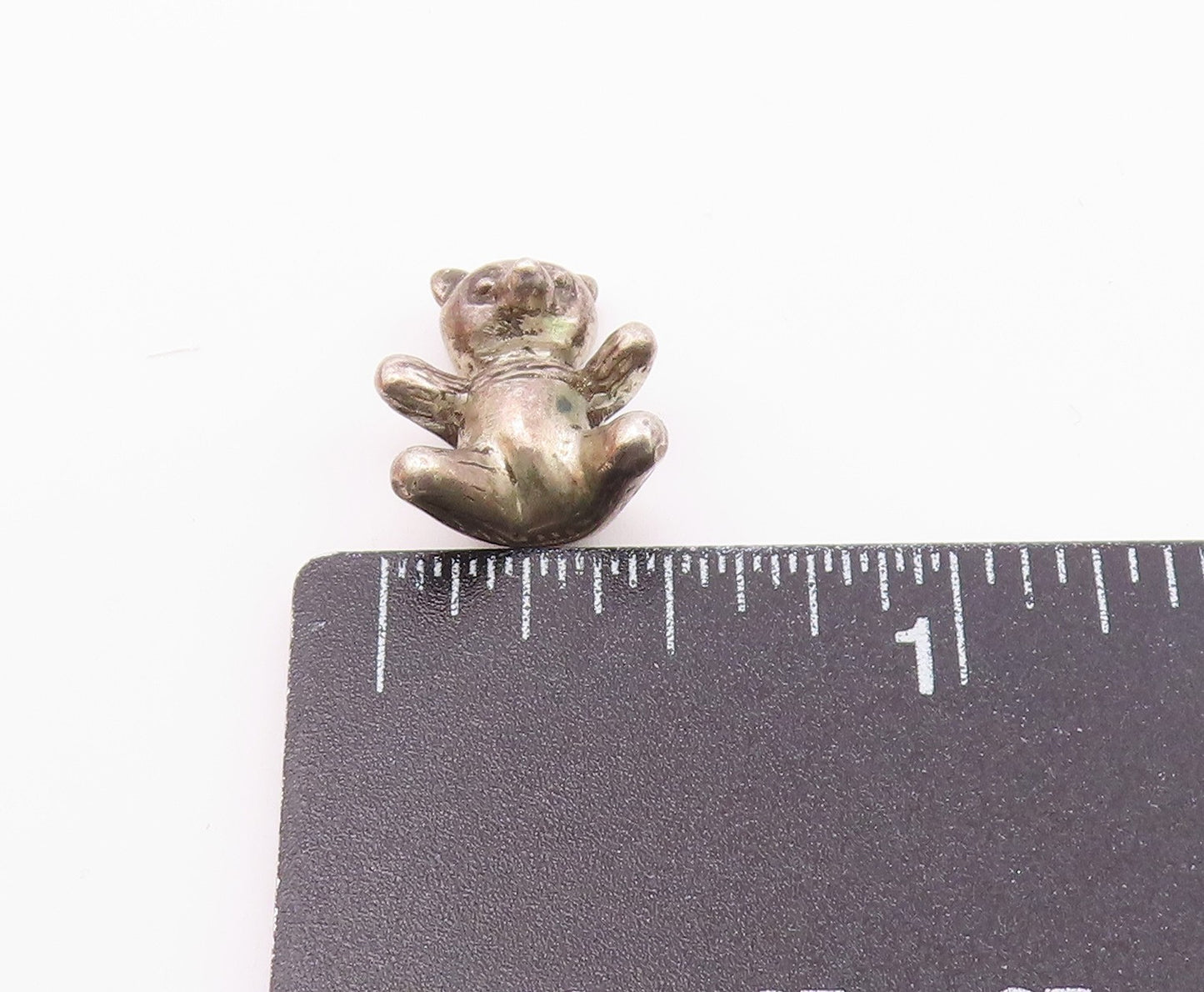 925 Sterling Silver Vintage Petite Dark Tone Teddy Bear Pendant PT17874