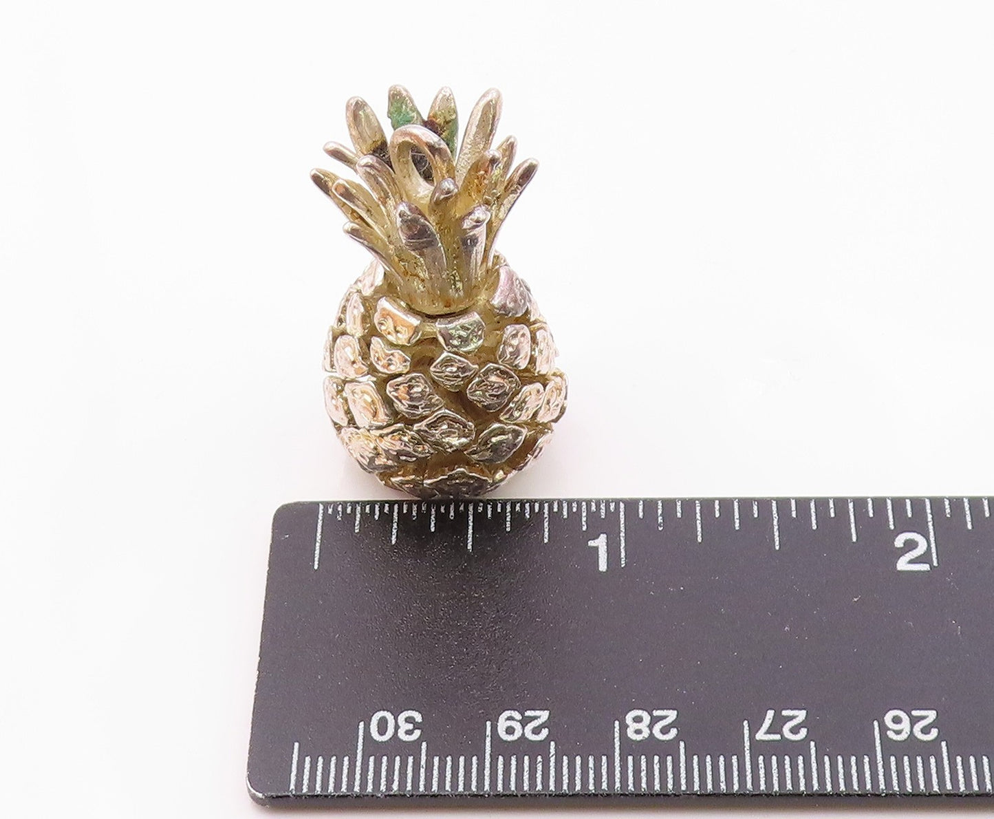 925 Sterling Silver Vintage Shiny Heavy Pineapple Fruit Pendant PT16921