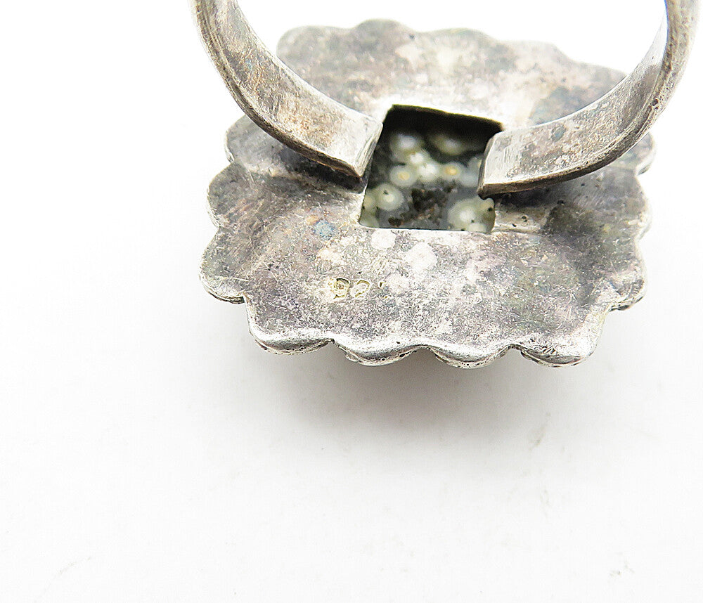 925 Sterling Silver Vintage Ocean Jasper Twist Cocktail Ring Sz 9 RG5602