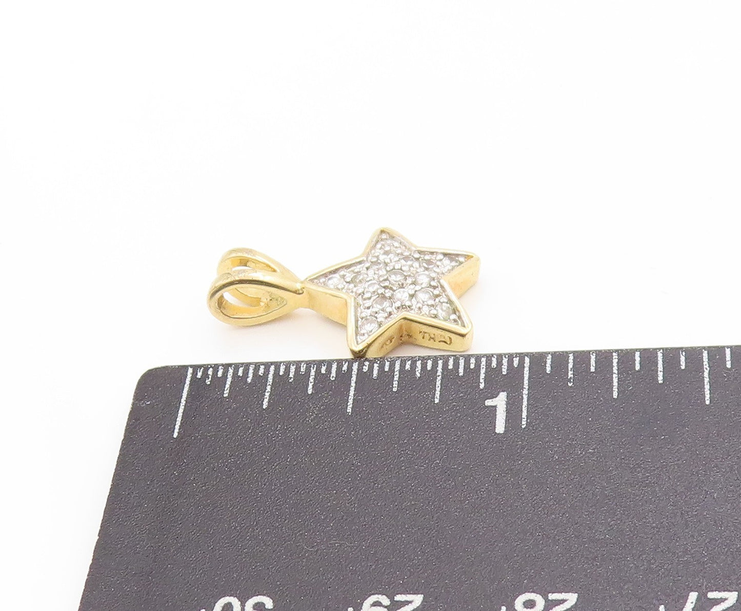925 Sterling Silver Vintage Pendant Gold Plated Clustered CZ Star Charm PT25061