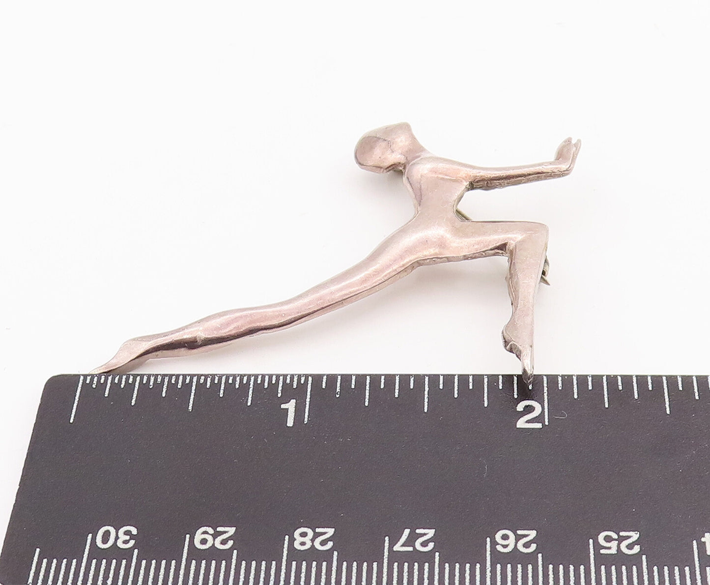 925 Sterling Silver Vintage Brooch Pin Solid Man Doing Yoga Stretch BP11119
