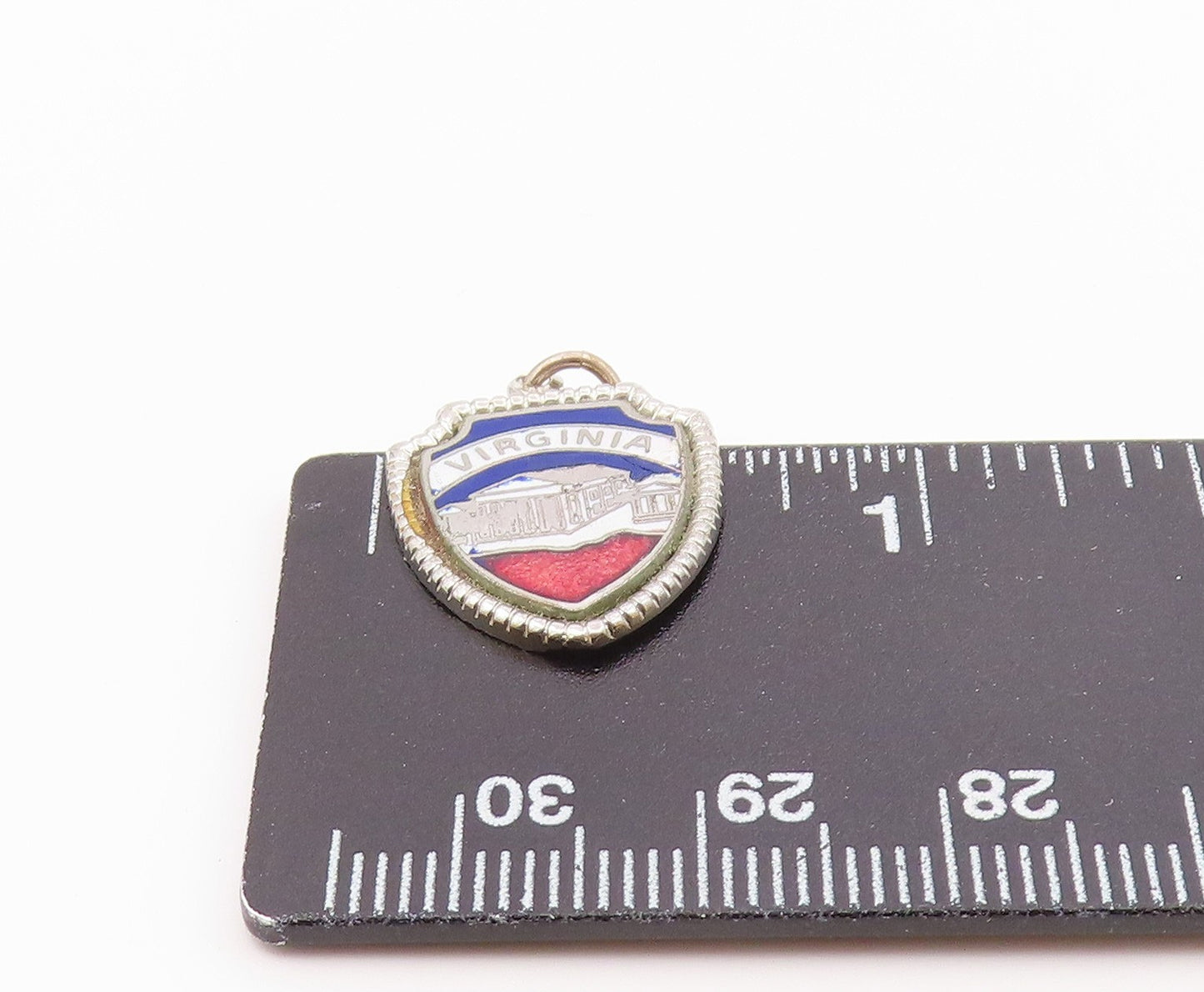 925 Sterling Silver Vintage Enamel Virginia Shield Souvenir Pendant PT16721
