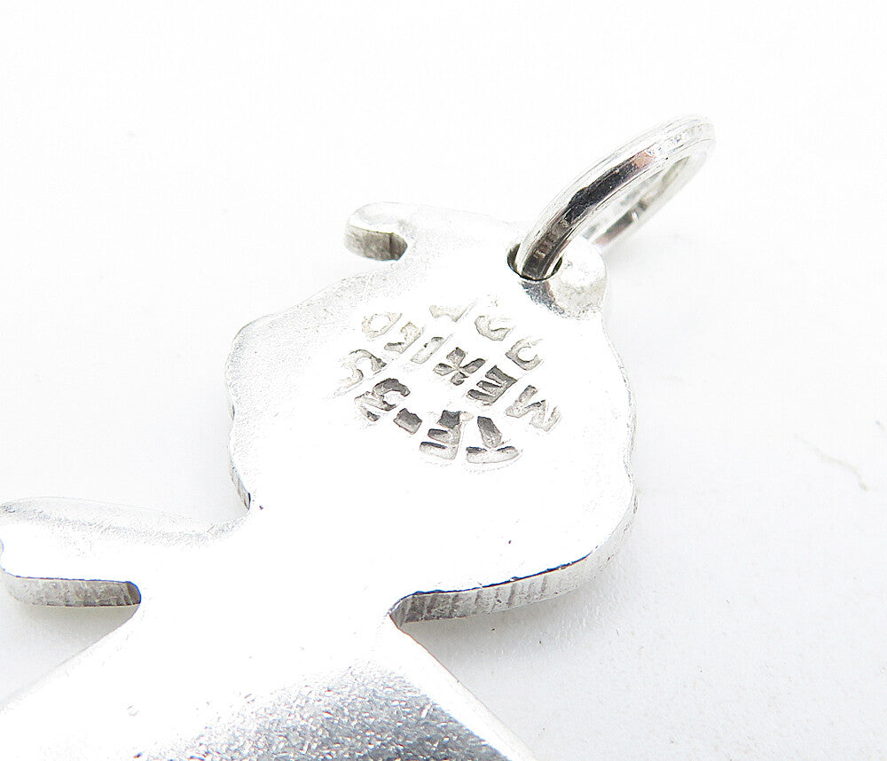 MEXICO 925 Sterling Silver Vintage Shiny Minimalist Child Pendant PT3594