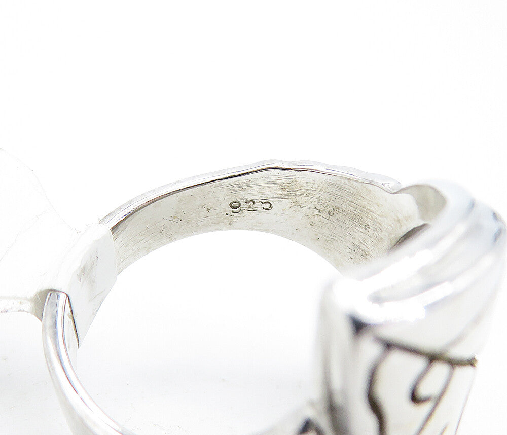 925 Sterling Silver Shiny Etched Floral Leaf Motif Band Ring Sz 9.5 RG5708