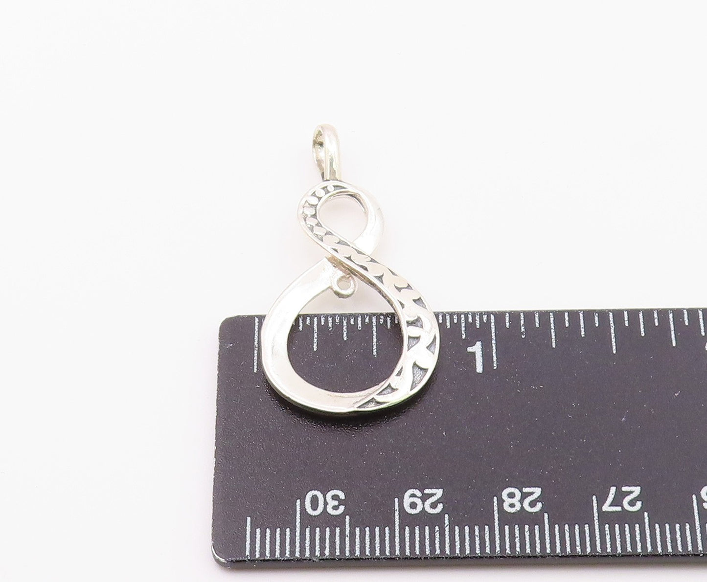 925 Sterling Silver Vintage Shiny Infinity Figure Eight Pendant PT16196