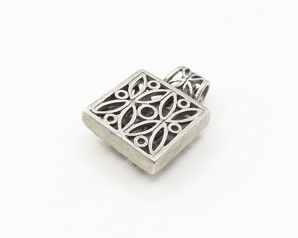 925 Sterling Silver Vintage Petite Abalone Open Floral Motif Pendant PT13790