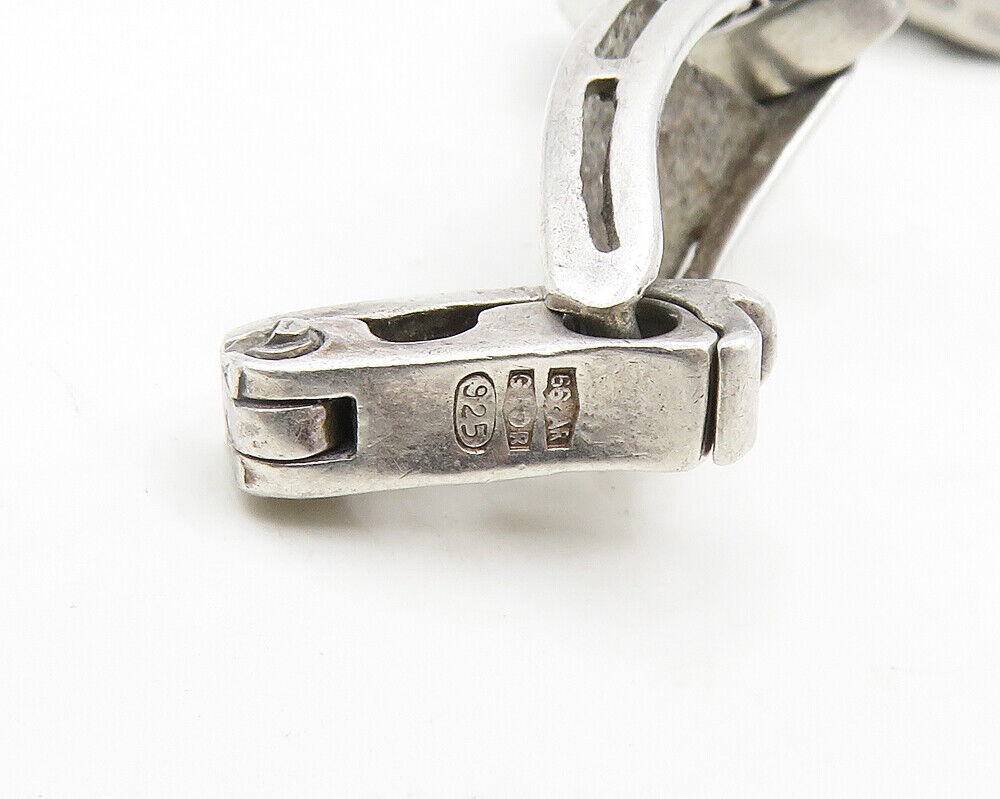 925 Sterling Silver Vintage Enamel Striped Pattern Chain Bracelet BT7861