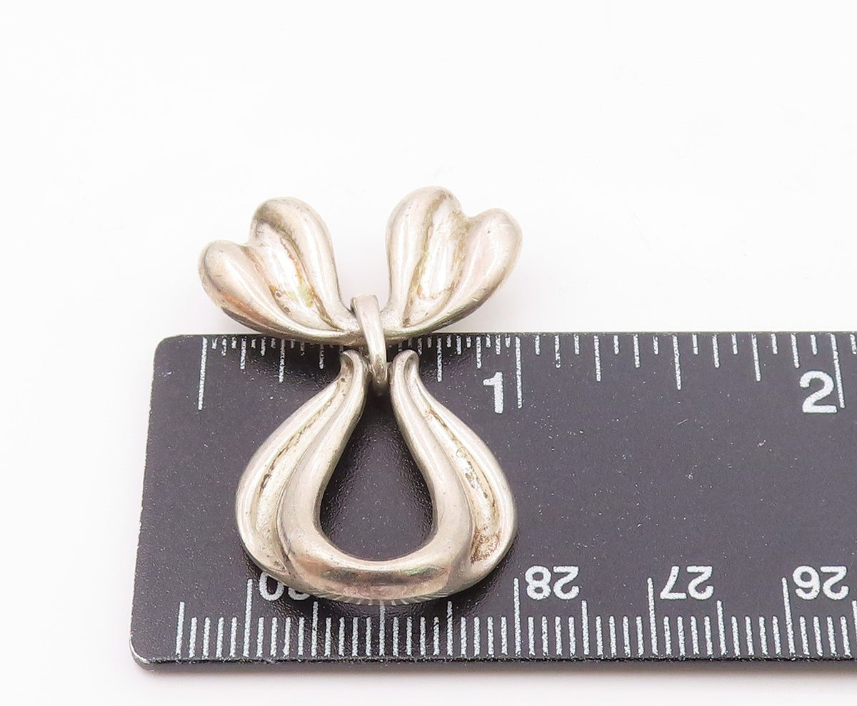 KABANA 925 Sterling Silver Vintage Shiny Bow Tied Ribbon Pendant PT16074