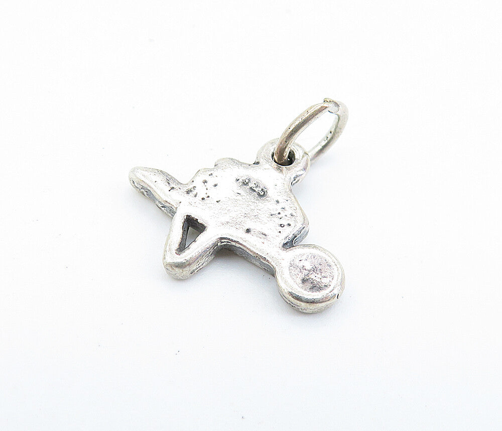 925 Sterling Silver Vintage Petite Dark Tone Wheel Barrow Pendant PT5261
