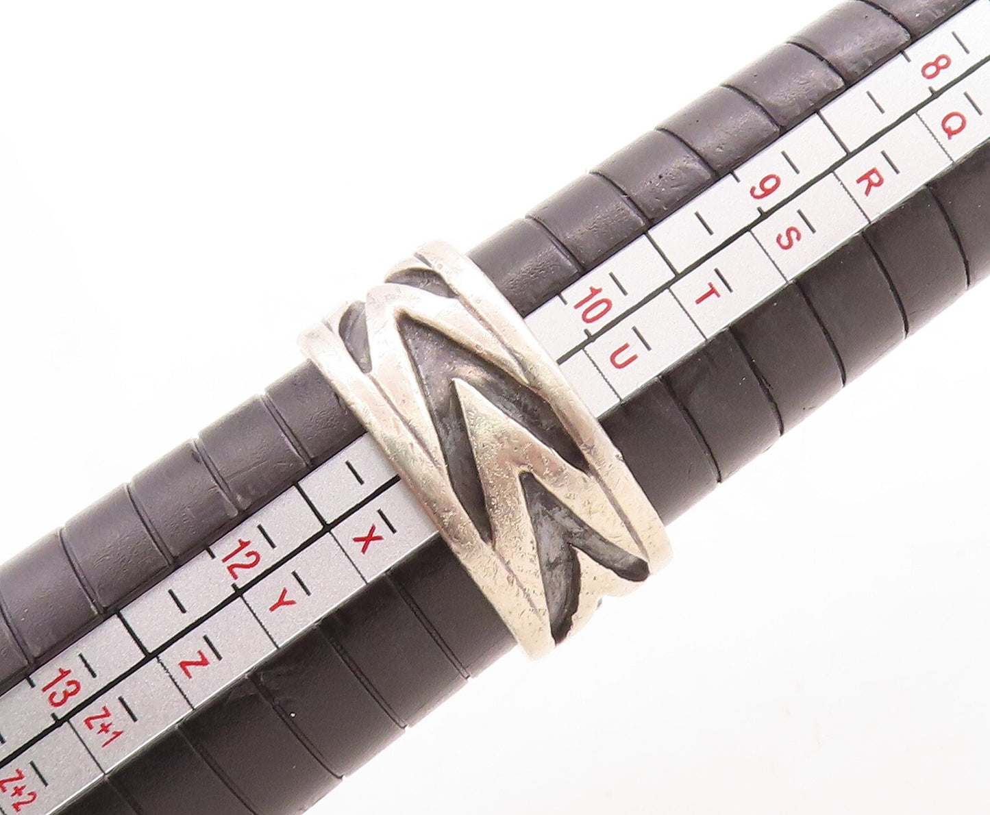 925 Sterling Silver Vintage Ring MEXICO V Grooved Band Sz 11 RG31605