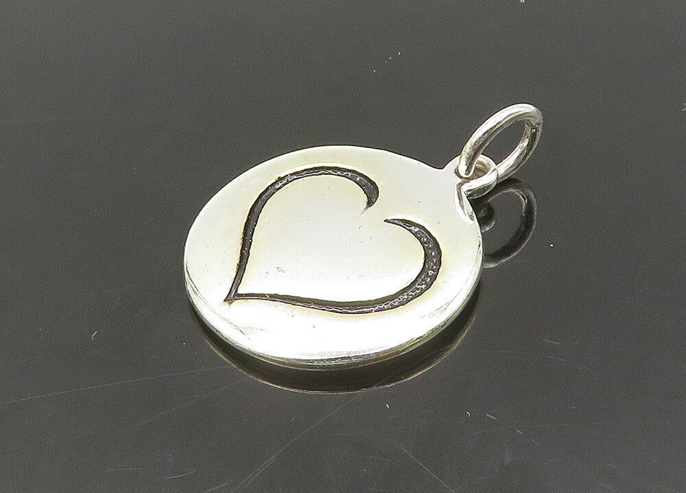 925 Sterling Silver Vintage Footprints Love Heart In His Steps Pendant PT16573