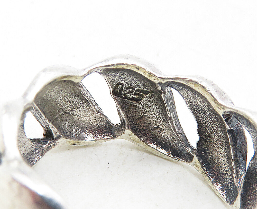 925 Sterling Silver Vintage Shiny Swirly Cutout Band Ring Sz 6.5 RG9428