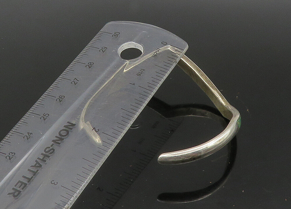 ZUNI NAVAJO 925 Silver Vintage Inlaid Turquoise Pointed Cuff Bracelet BT8941