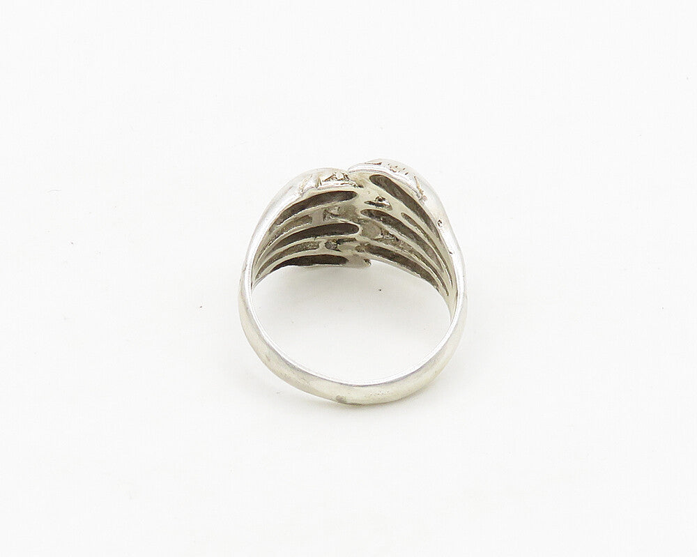 925 Sterling Silver Vintage Shiny Fluted Split Band Ring Sz 8.5 RG18934
